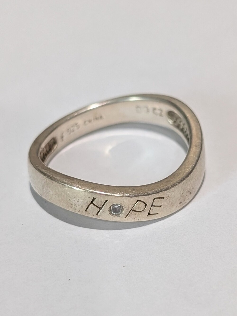 Diamonique DQ Sterling Silver Hope Size 8.75 Ring CZ